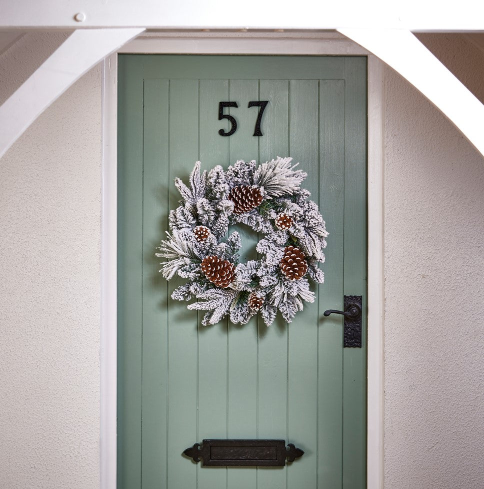 Flocked Pine Cone Wreath - 50cm
