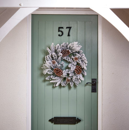 Flocked Pine Cone Wreath - 50cm