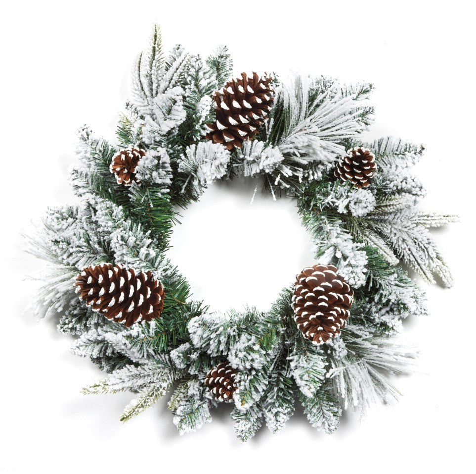 Flocked Pine Cone Wreath - 50cm