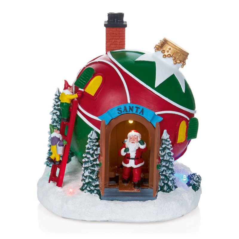 Lit Animated Bauble House with Opening Doors - 22cm