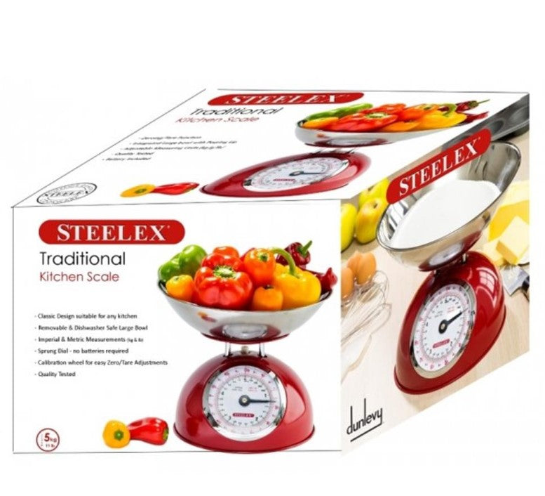 Steelex Red Metal Kitchen Scales Sc1005r