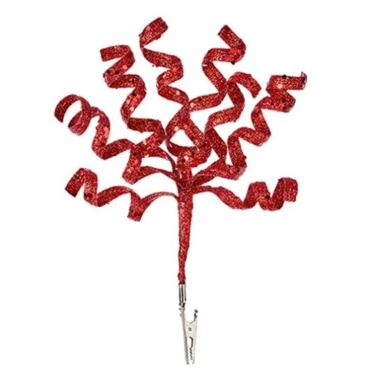 Red Glitter Spirals Clip On Decoration - 20cm