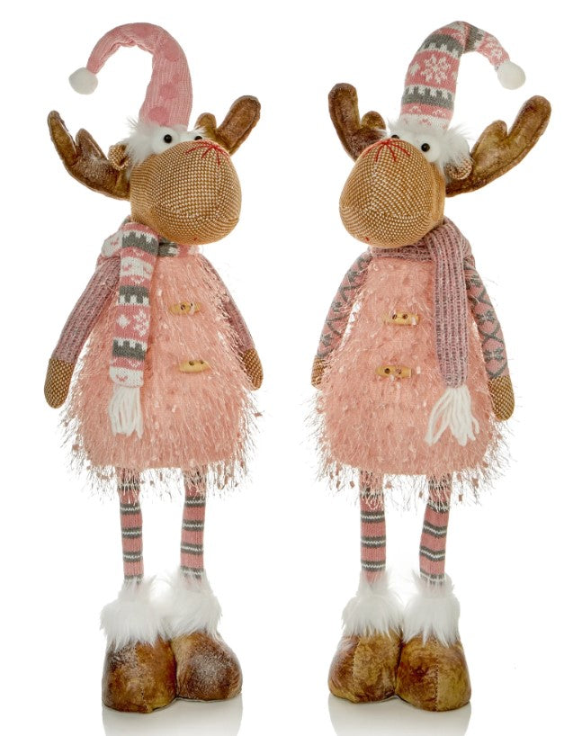 Lit Pink/White Standing Reindeer with KD - 50cm