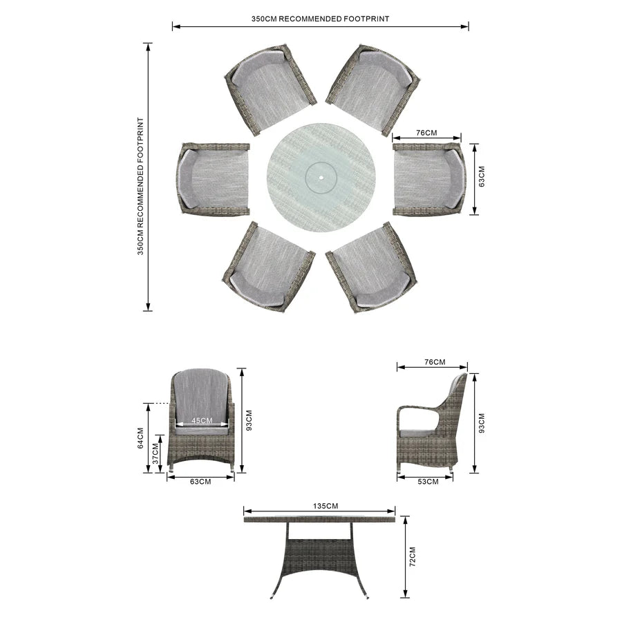 Parma 6 Seater Round Dining Set