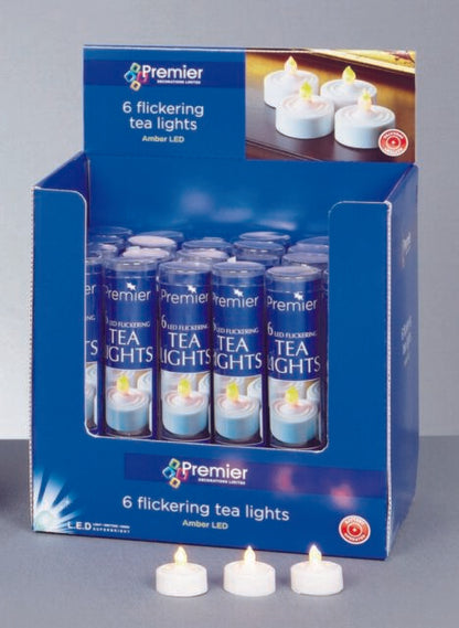 6 X Flickering Led Tea Lights