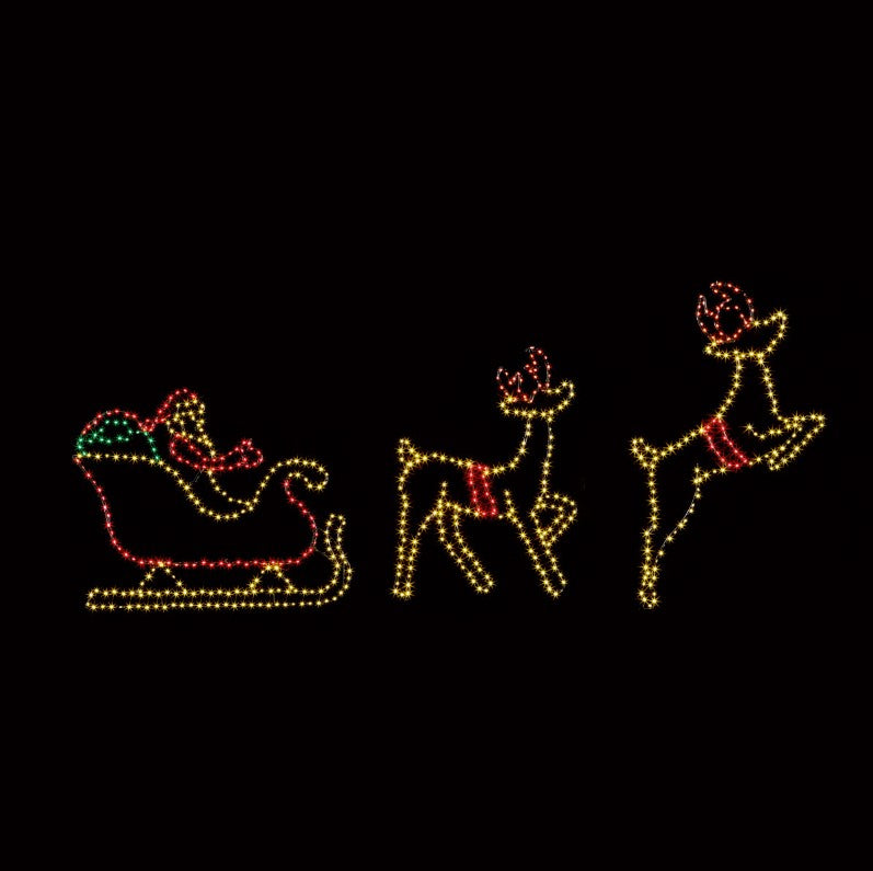 Santa &amp; Sleigh Multi Colour 662 LED Lights - 2.2m x 68cm