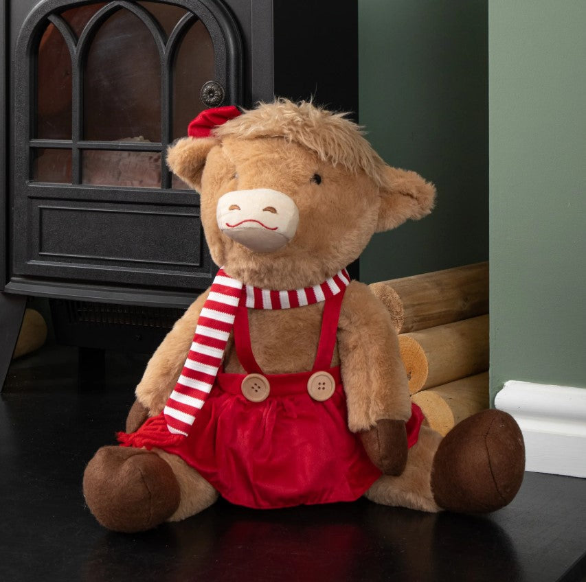 Plush Sitting Boy Highland Cow - 36cm