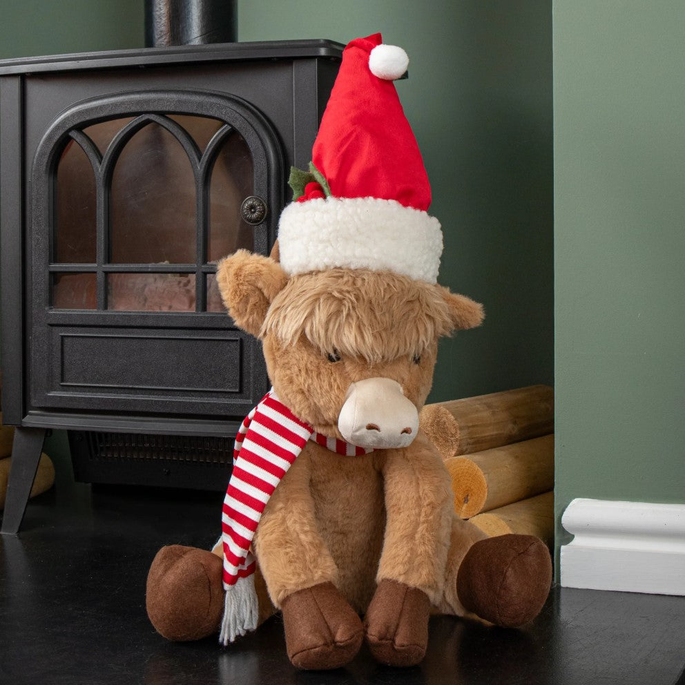 Plush Sitting Boy Highland Cow - 36cm