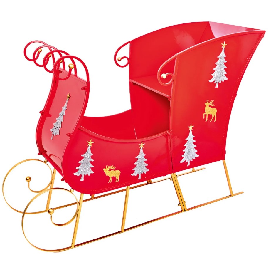 Large Red Metal Sleigh - 1.4m