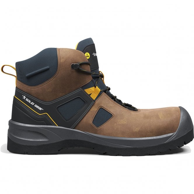 Snickers Solid Gear Essence Mid Mid Safety Shoe - Brown/Yellow