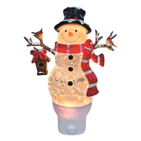 Snowman Night Light Spinner 18cm