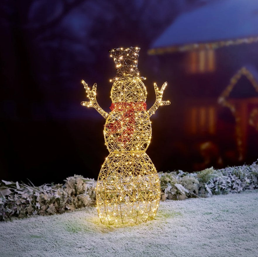 1.1m Lit Golden Elegance Twist Snowman