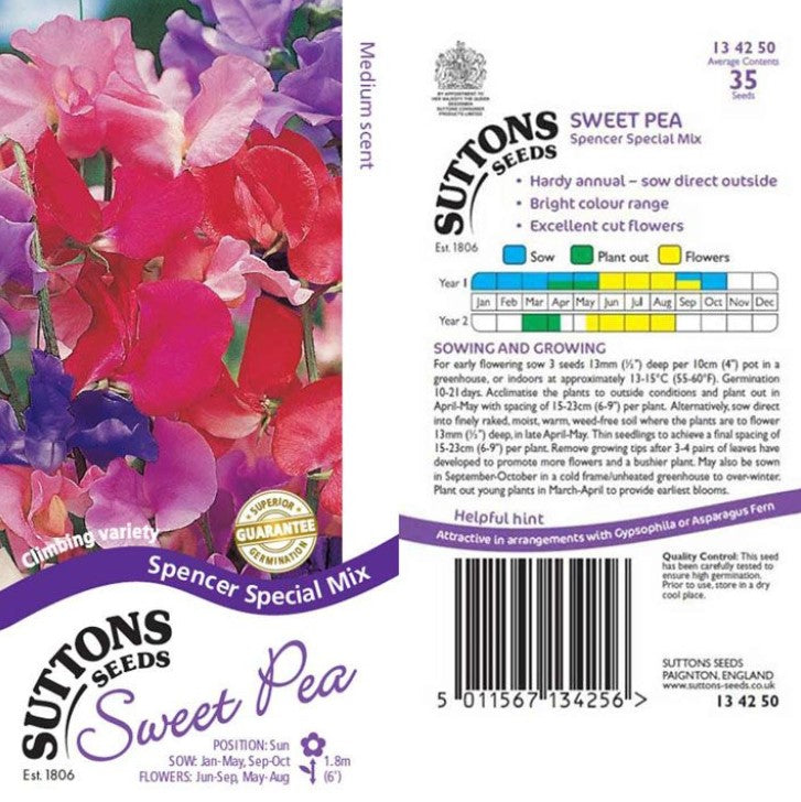 Sweet Pea Spencer Special Mix Flower Seeds