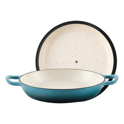 Steelex 28cm Teal Cast Iron Saute Cassarole Dish 2.73L