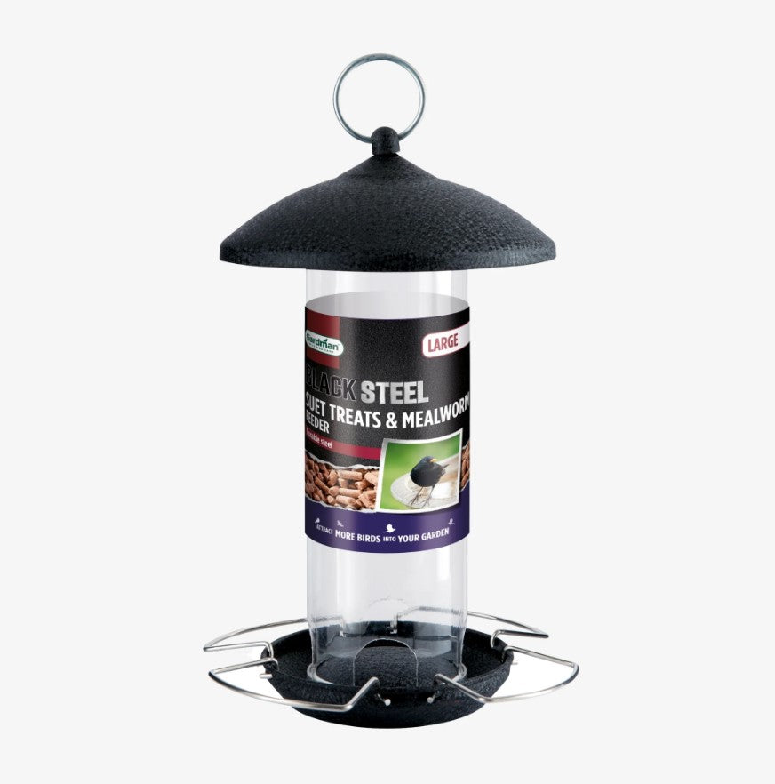 Gardman Black Steel Suet Treat &amp; Mealworm Bird Feeder