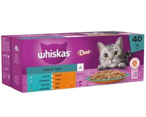 Whiskas 1+ Duo Surf &amp; Turf in Jelly 1 x 40 x 85g