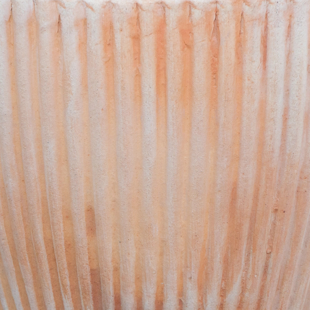 Whitewash Vert Ribbed Egg Terracotta Planter