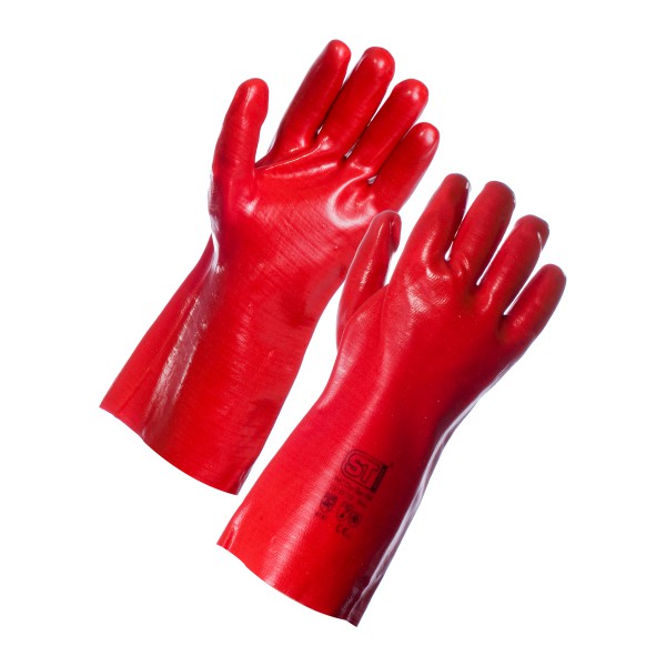 PVC Gauntlet 14 Inch Red Gloves