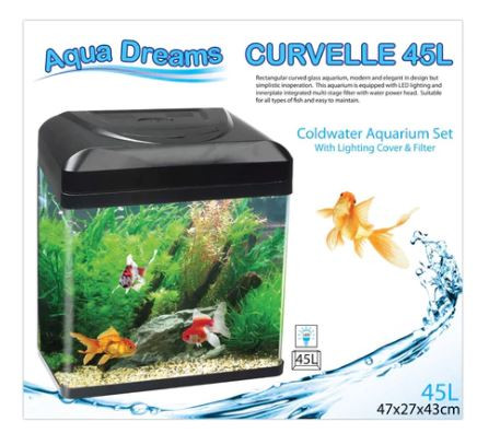 Aqua Dreams Curvelle Coldwater Black Aquarium - 45L