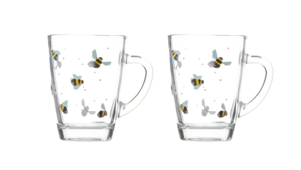 Price & Kensington Sweet Bee Set Of 2 Glass Mugs