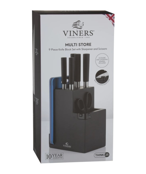 Viners 9 Piece Multi Store Knife Block & Sharpener Set