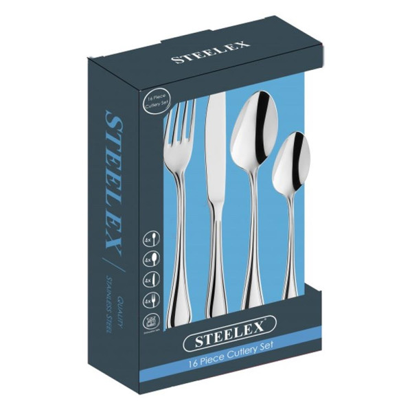 Steelex 16pce Cutlery Set Stainless Steel Heavy Guage