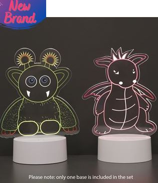 Monster and Dragon 2 in 1 Acrylic Lamp 21cm