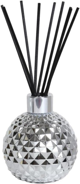 Aroma Silver Glass Reed Diffuser & 50 Black Fibre Reeds