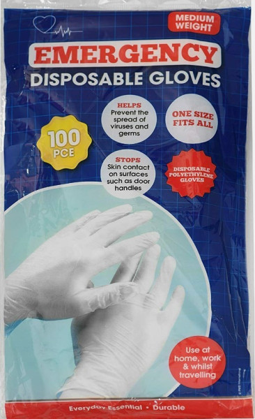 Emergency Disposable Gloves - Pack of 100