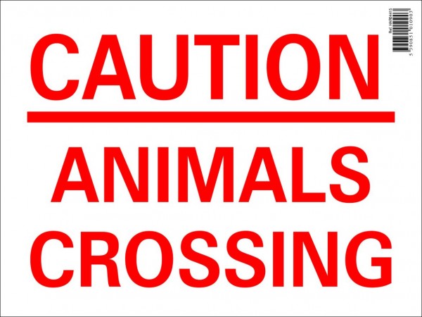 Caution Animals Crossing Farm Sign