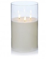 Clear Glass Triple Flickabright Candle - 15x23