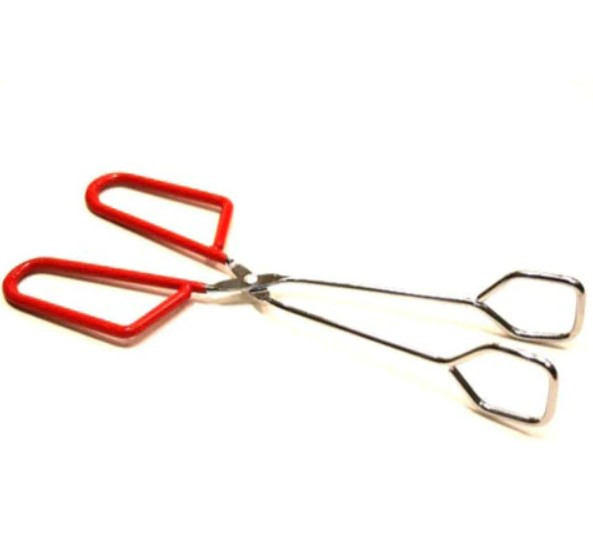 Steelex 10" Chrome Food Tongs W/red Handle