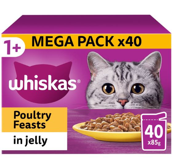 Whiskas Pouches 40 X 85g Poultry Feasts Adult
