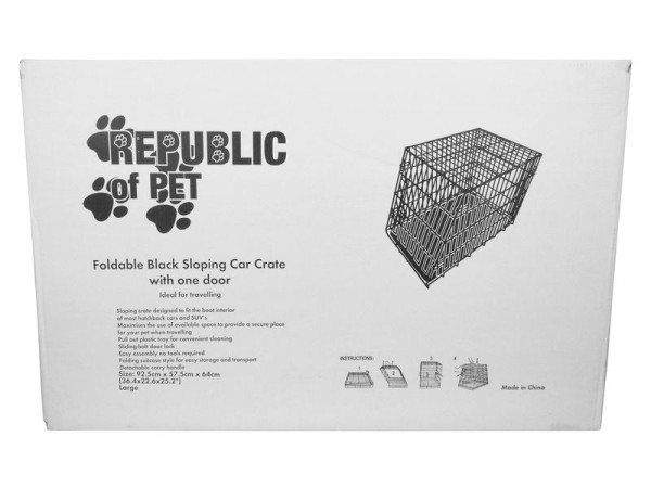 Black Sloping Car Dog Crate Large 93x57x64cm