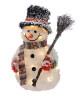 Led B/o Lit Tinsel Snowman With Broom - 50cm