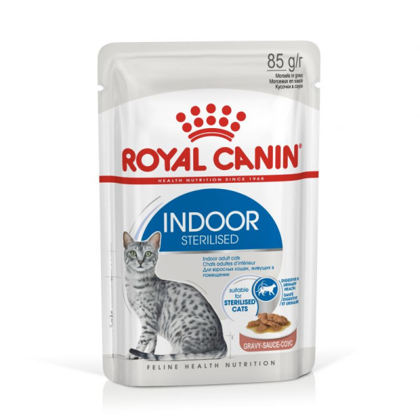 Royal Canin Indoor Sterilised In Gravy Pouches 85g X 12 Pack