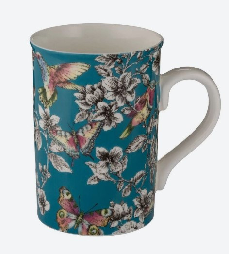 Price & Kensington Hummingbird Floral Teal Mug 300ml