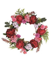 Artificial Floral Wreath Red/pink 50cm