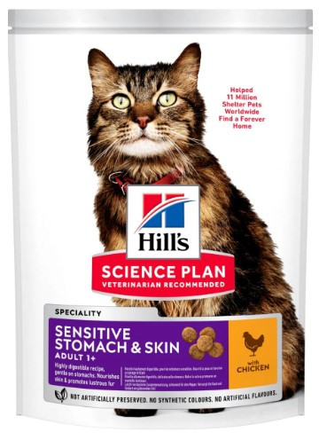 Hills Science Plan Adult Sensitive Stomach & Skin Dry Cat Food Chicken Flavour - 1.5kg