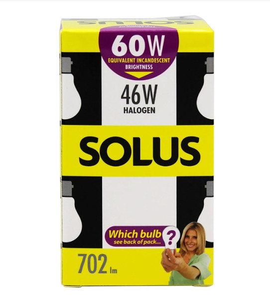 Solus (60w = 46w) Bc Clear A55 Halogen Energy Saver Light Bulb