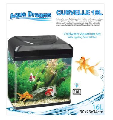Aqua Dreams Curvelle Coldwater Black Aquarium - 16L