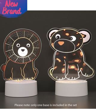 Lion and Leopard 2 in 1 Acrylic Lamp 21cm