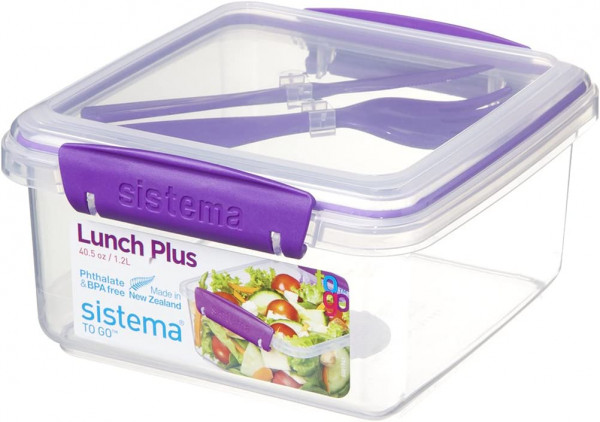 Sistema Lunch Plus To Go With Cutlery 1.2L - Assorted Colours