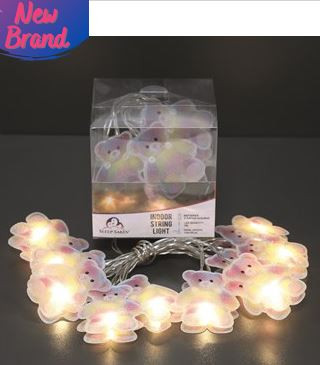 Rainbow Teddy Bear Design String Lights 10 LEDs 135cm