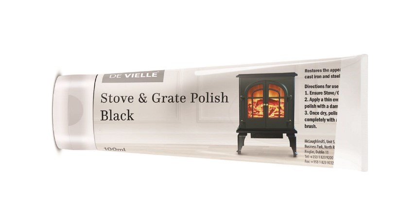 De Vielle Black Stove & Grate Polish Tube 100ml, Fireside Accessories, Household