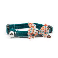 Vintage Bow Cat Collar - Teal