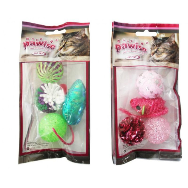 Pawise Cat Toy 4 Pack Assorted