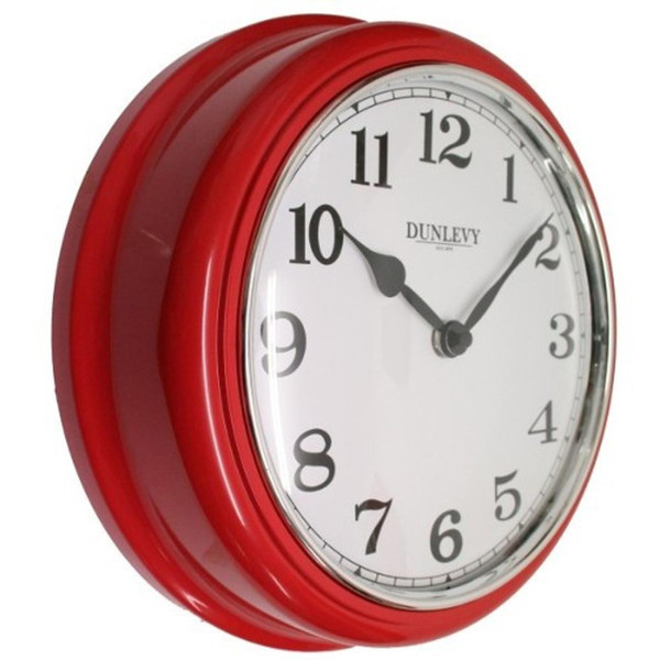 Dunlevy Red Deep Wall Clock 10in Plastic